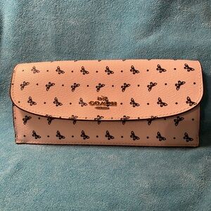 Coach soft, snap wallet with heart key charm